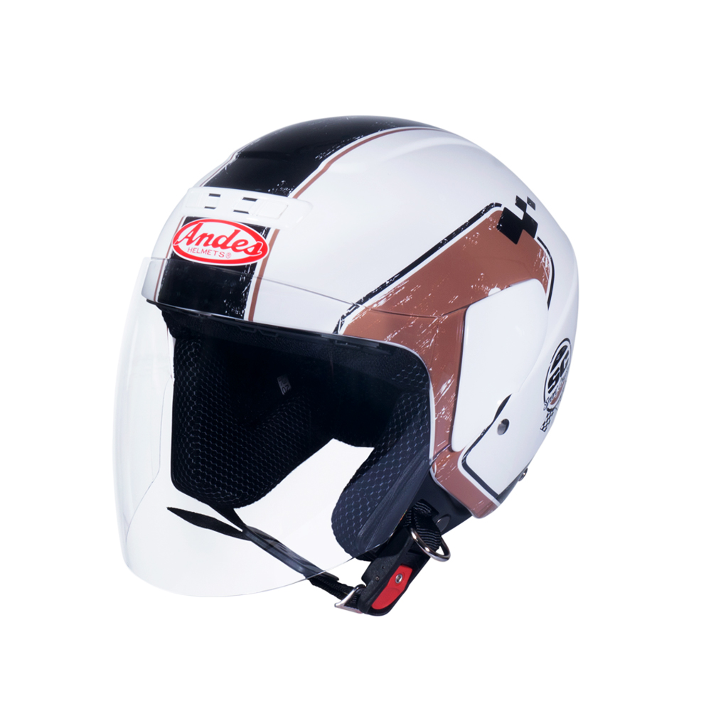 Mũ Bảo Hiểm Andes 3/4 Đầu Có Kính - 3S202D Tem Bóng T36