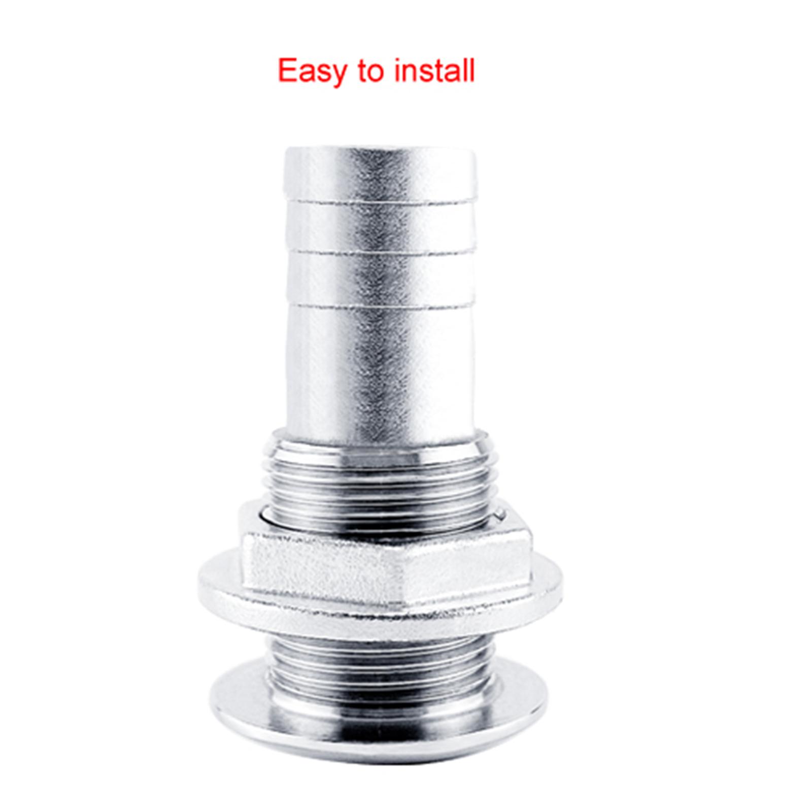 Replacement Marine Hardware Stainless Steel Yacht Thru Hull Plumbing Fitting Water Outlet Port Rust Proof for 3/4" or 1" Hose Outdoor Boat Accessories