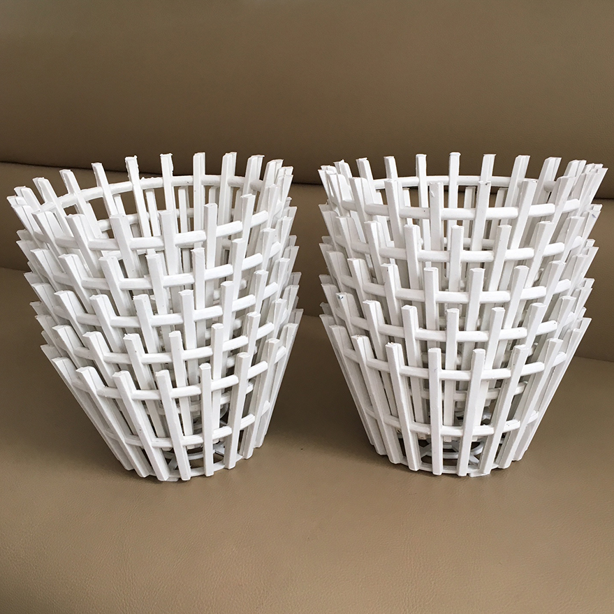 Bộ 10 chậu trồng lan giả gỗ màu trắng đường kính 19cm