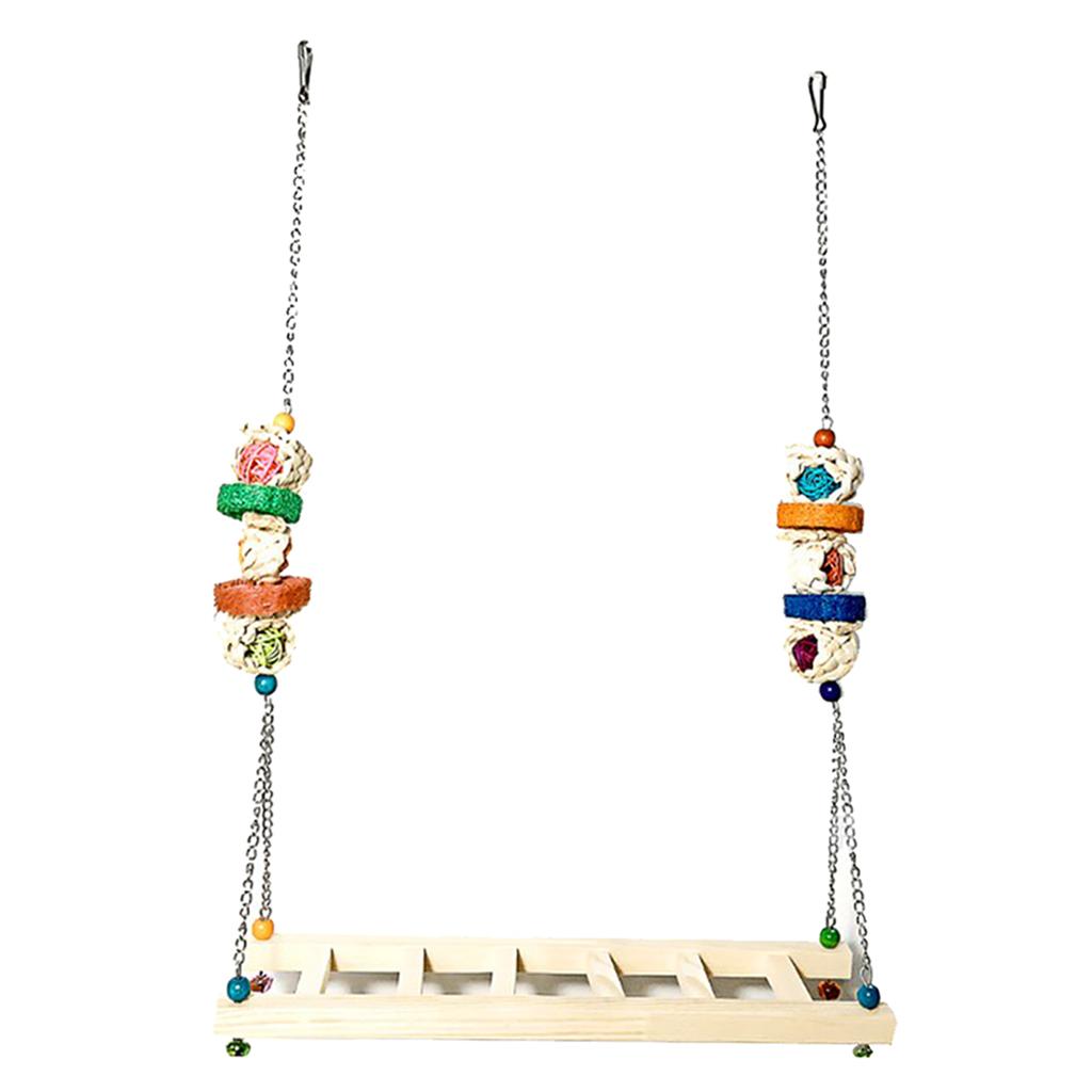 Chicken Swing Ladder Wooden Perch Handmade Bird Toy for Macaw Trainning