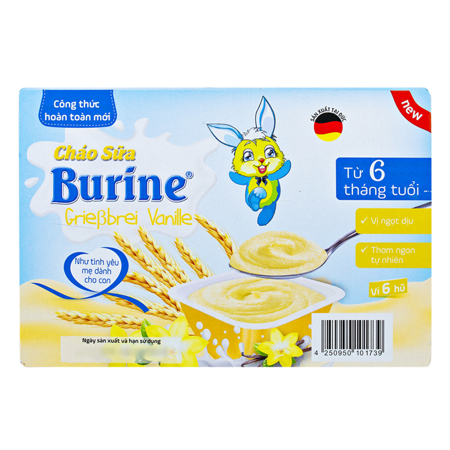 Cháo Sữa Burine Vị Vani (Vỉ 6 x 50g)