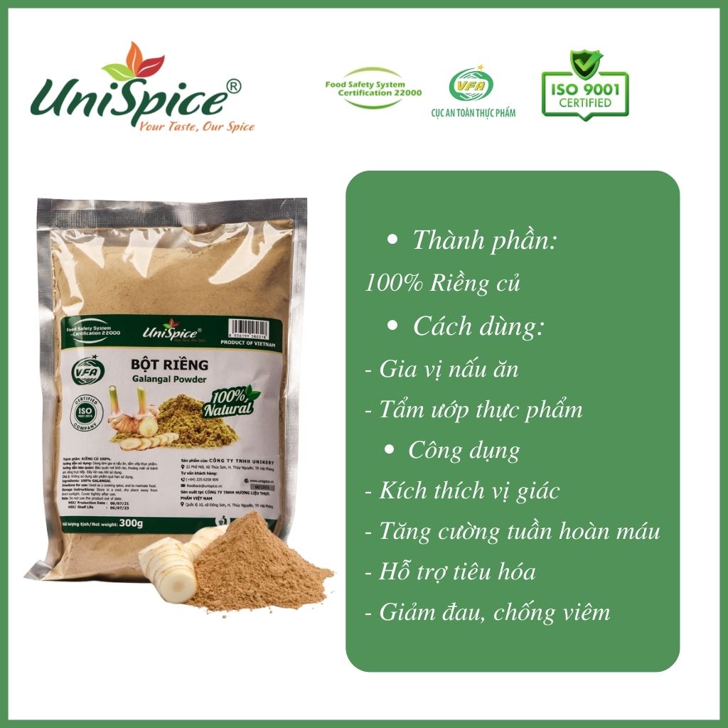 Bột Riềng Unispice Túi/gói 300g- gia vị tự nhiên