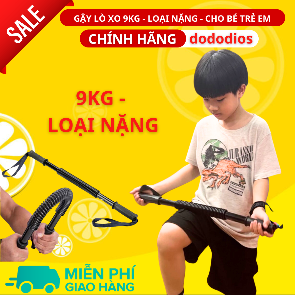Gậy lò xo tập cơ tay 9kg cho trẻ em - thanh lò xo tập cơ tay 9kg cho bé - gậy lò xo 9kg trẻ em - Chính hãng dododios