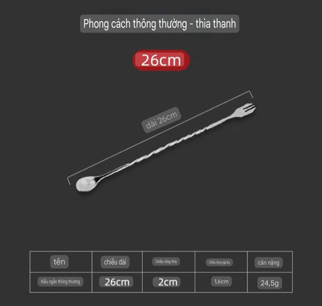 Bộ 2 thìa khuấy 2 đầu inox cao cấp
