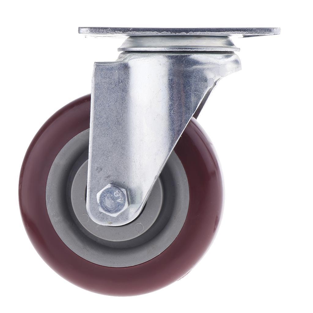2pcs 4 Inch Swivel Caster Rubber Wheel Top Plate Bearing Heavy Duty - No Brake