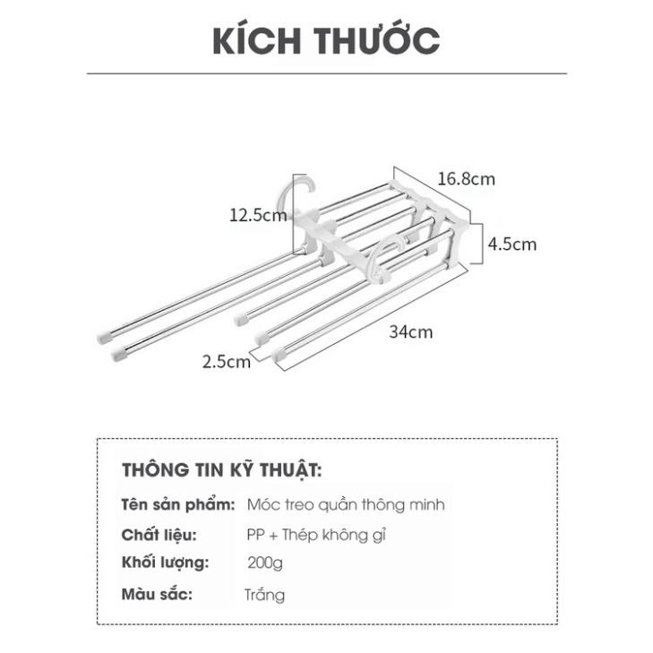 Móc Treo Quần Thông Minh 5 trong 1 ECODEALS - Cứng cáp, sang trọng, tiết kiệm diện tích tối đa