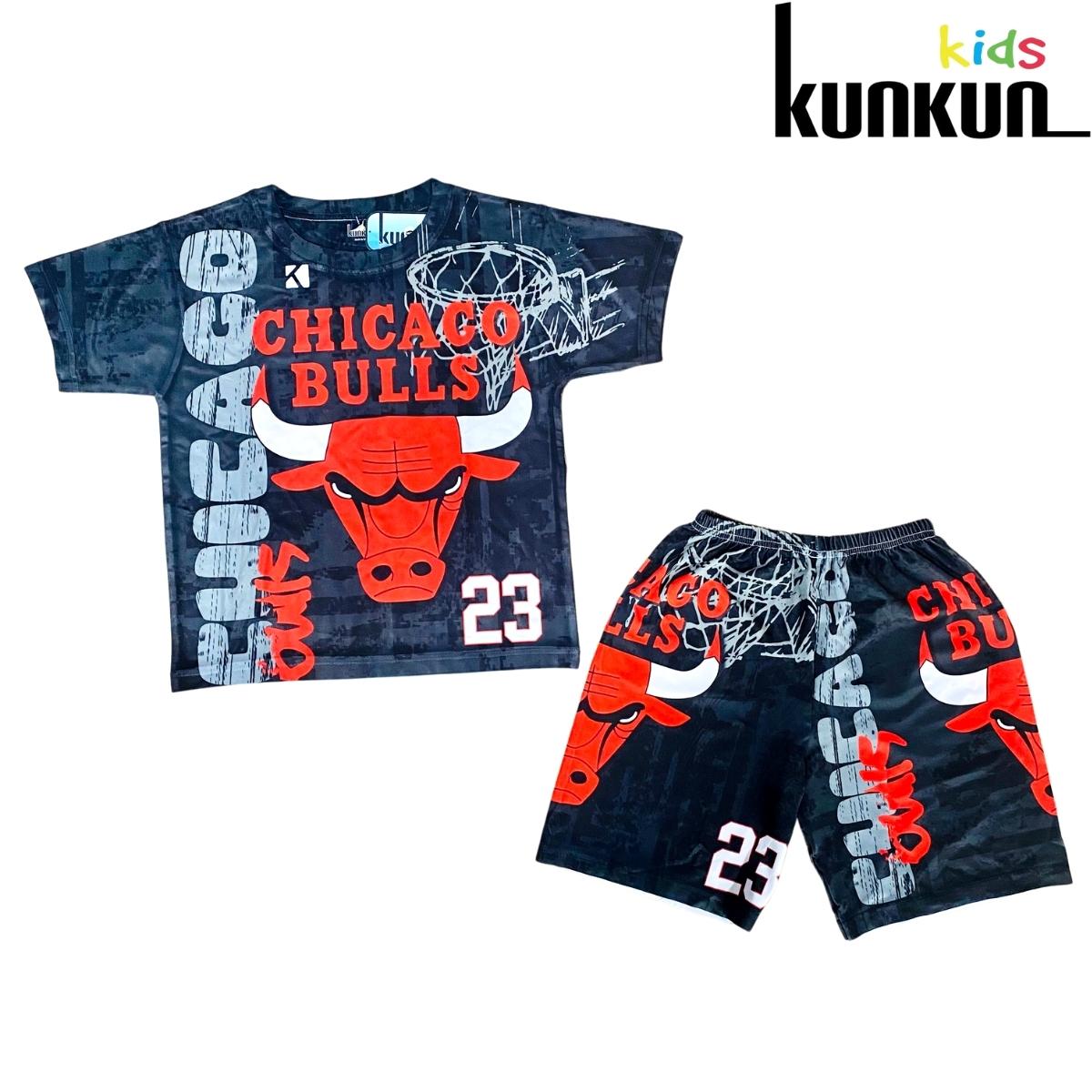 Bộ thể thao bé trai KUNKUN KID TT005 tay ngắn hình trâu bulls chất thun lạnh thoáng mát - Quần áo trẻ em, đồ bộ bé trai size đại từ 10-60kg