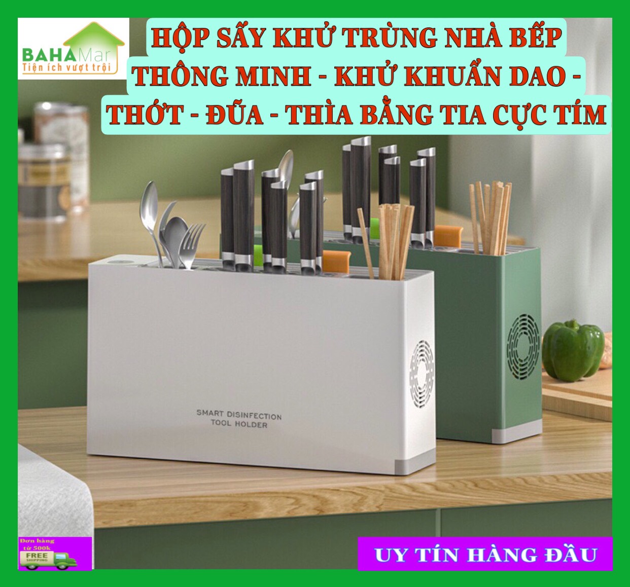 HỘP SẤY VÀ KHỬ TRÙNG VẬT DỤNG NHÀ BẾP THÔNG MINH - KHỬ KHUẨN DAO - THỚT - ĐŨA - THÌA BẰNG TIA CỰC TÍM "BAHAMAR" Có các hạt đèn khử trùng tia cực tím sâu UVC giúp khử trùng toàn diện hơn.