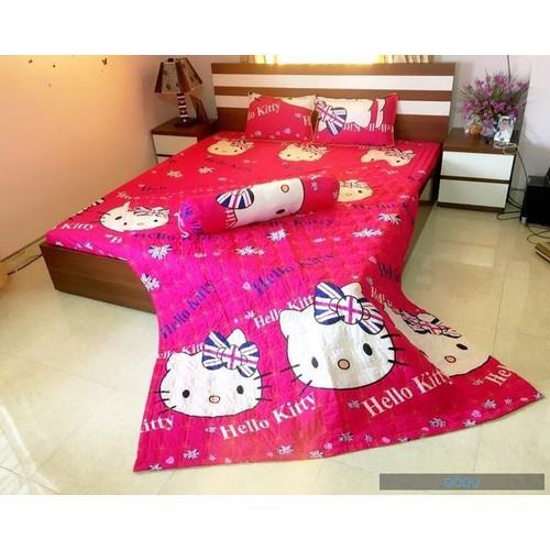 BỘ CHĂN RA VỎ GỐI 5 MÓN COTTON HELLO KITTY CHO BÉ