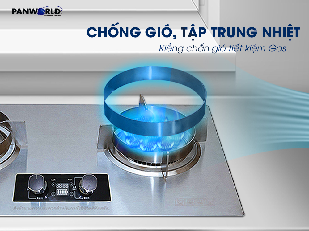 Bếp gas đôi 9 đầu đốt thép không gì Panworld PW-1422 - Hàng chính hãng