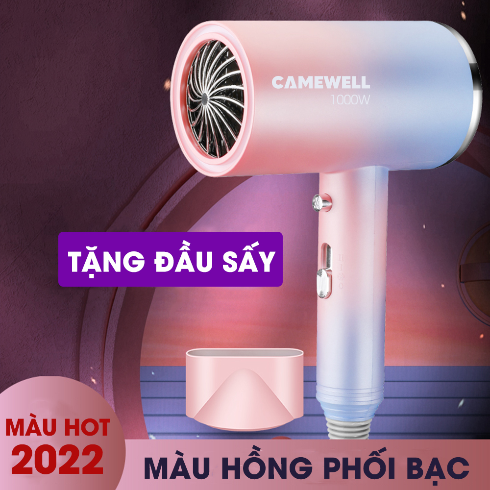 Máy sấy tóc mini CameWell CW02HD công suất lớn 1000W,  2 chiều nóng lạnh, giảm tiếng ồn, an toàn khi sử dụng