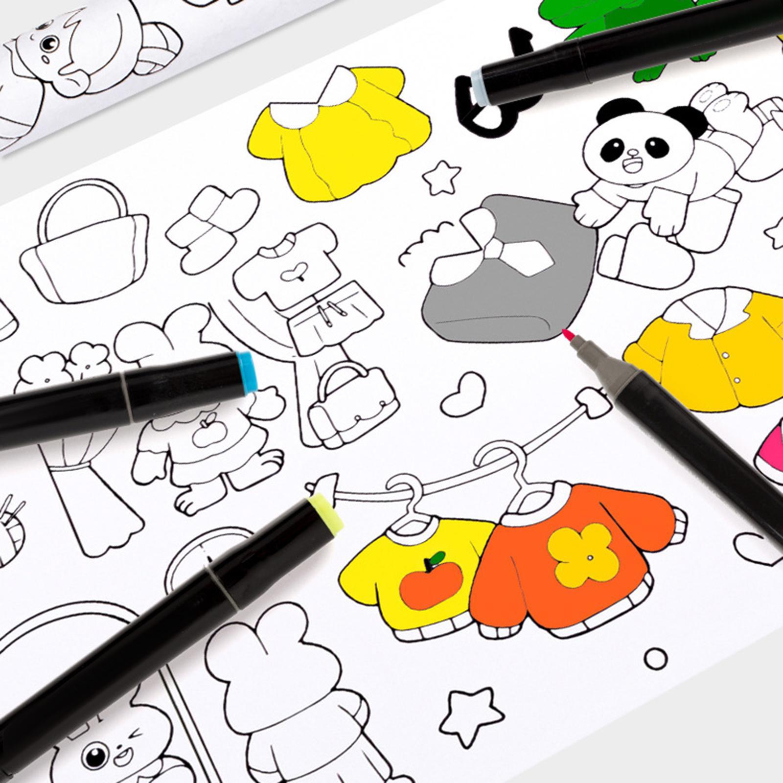 Coloring Paper Roll for Kids, Sticky Drawing Paper Roll for Toddler,Wall Coloring Stickers Set for Gift