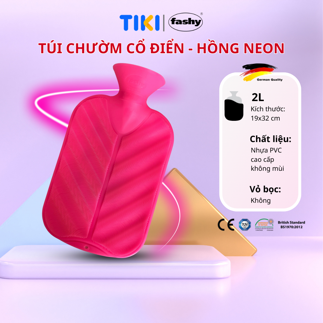 Túi Chườm Nóng Lạnh Nhập Khẩu 100 Từ Đức Thương Hiệu Fashy Dòng Cổ Điển, Tiêu Chuẩn Chất Lượng Châu Âu Giúp Giảm Các Cơn Đau Kỳ Kinh Nguyệt, Đau Đầu, ... Hạ Sốt Tự Nhiên, Phù Hợp Cho Người Lớn, Nhiều Màu Sắc - Hồng Neon
