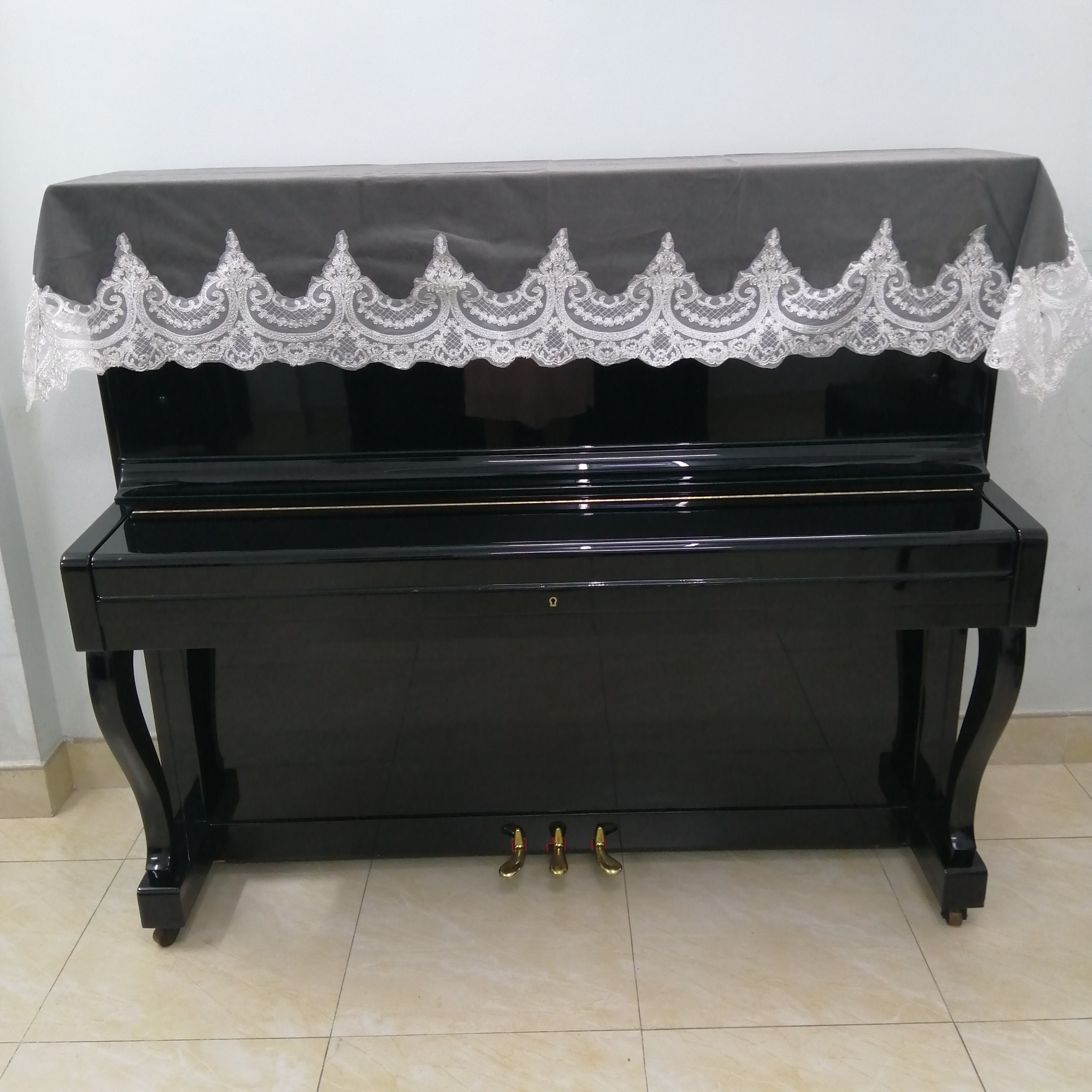 KHĂN PHỦ ĐÀN PIANO CƠ CHẤT LIỆU VẢI CAO CẤP MÀU XÁM