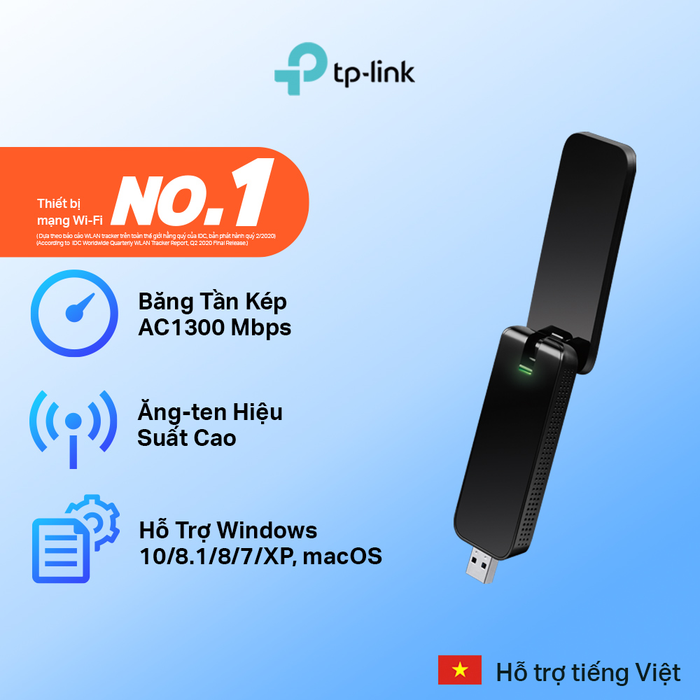 Hình ảnh Bộ Chuyển Đổi USB Wifi TP-Link Archer T4U Băng Tần Kép MU-MIMO AC1300 - Hàng Chính Hãng