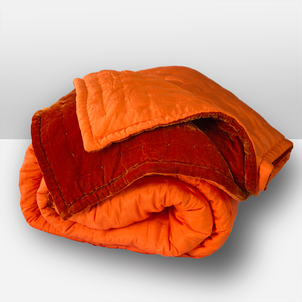 Chăn Nhung Cam Khâu Sa Hạt , Chăn Nhung Lụa Chần Bông Điều Hòa Cao Cấp Dùng Bốn Mùa I Silk Velvet Blanket.