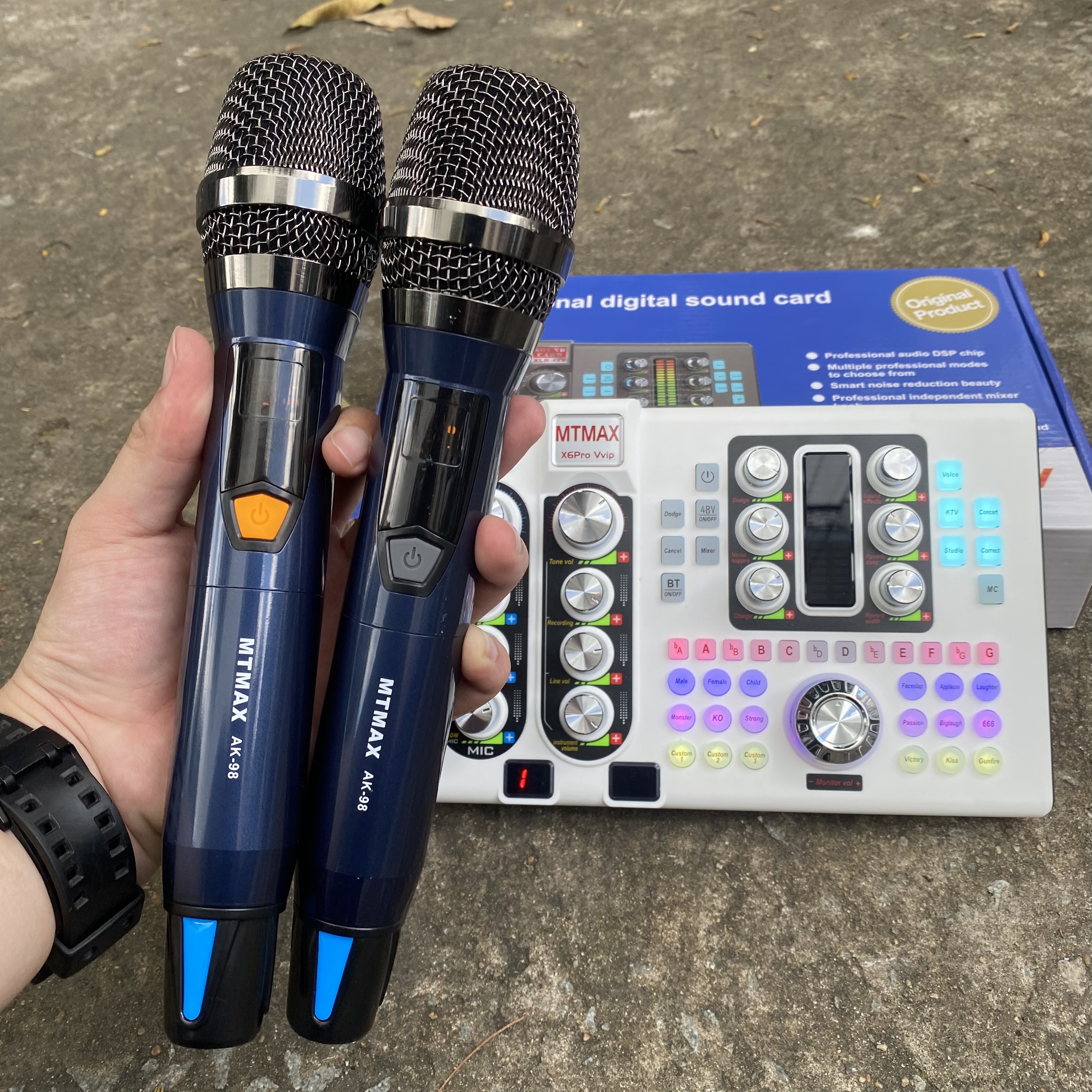 COMBO Soundcard MTMAX X6Pro - Thiết Bị Hỗ Trợ Thu Âm Và Phát Sóng Livestream Chất Lượng Cao - Micro Đa Năng AK98