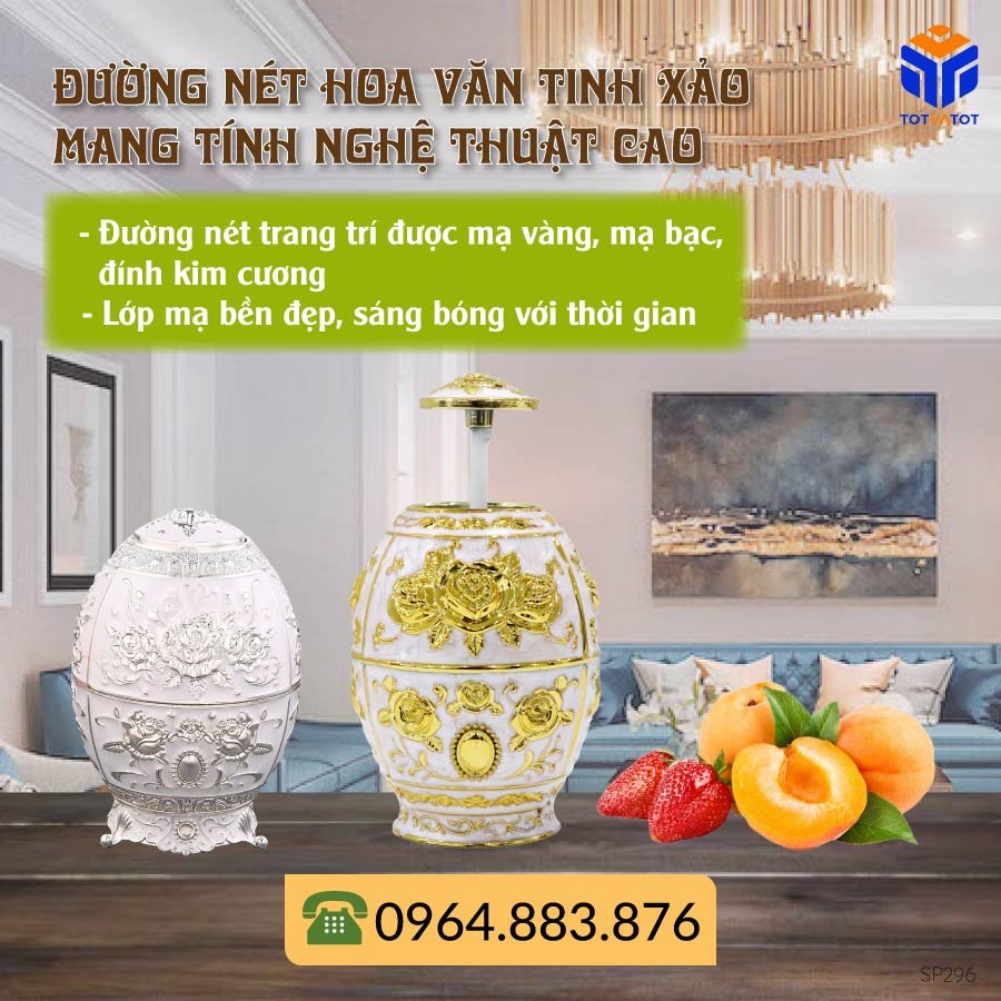 Lọ đựng tăm nắp bật chất liệu hợp kim