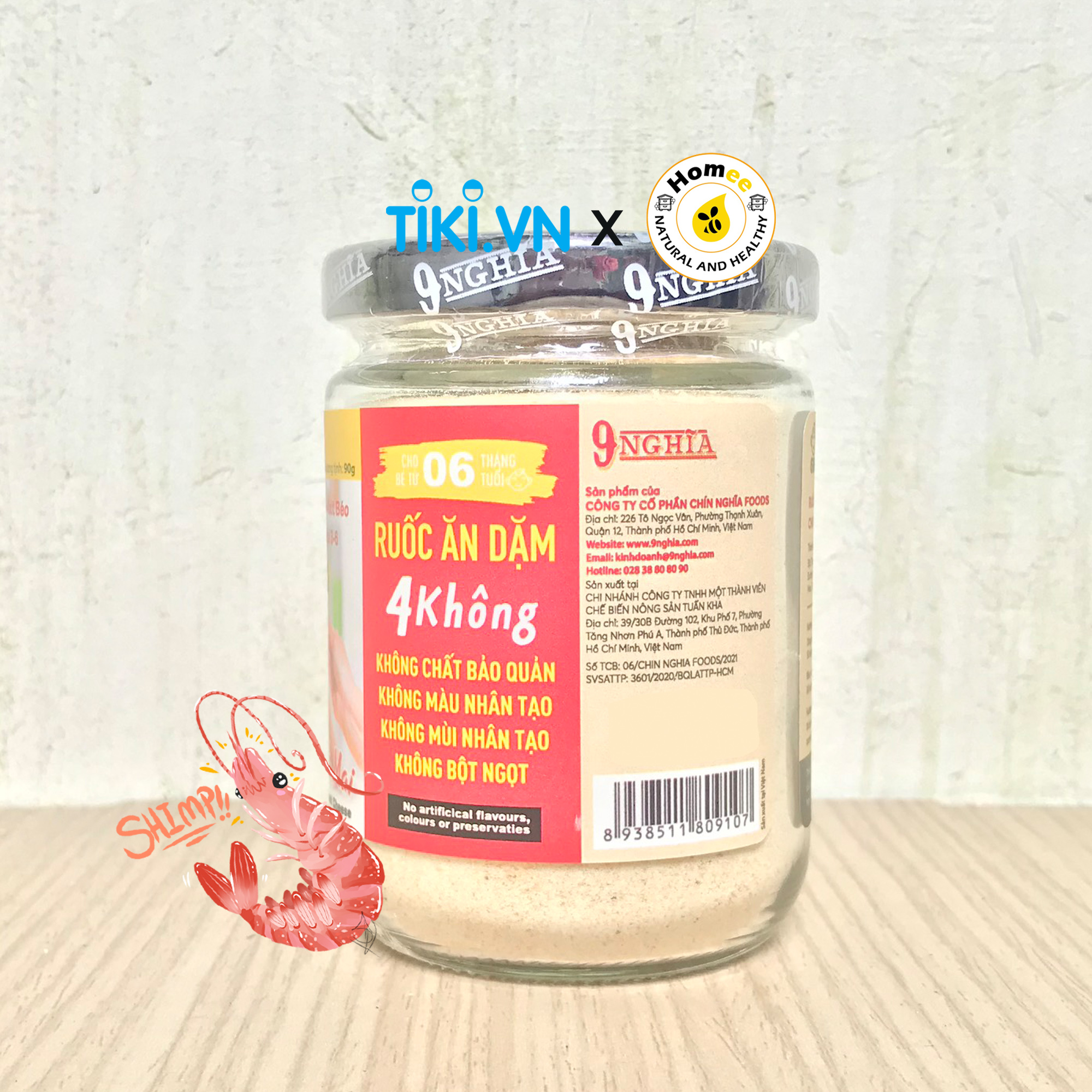 Bột ruốc ăn dặm Tôm &amp; Phô Mai dành cho bé VABY hủ 90g - Gia vị nêm và rắc dành cho bé từ 6 tháng tuổi