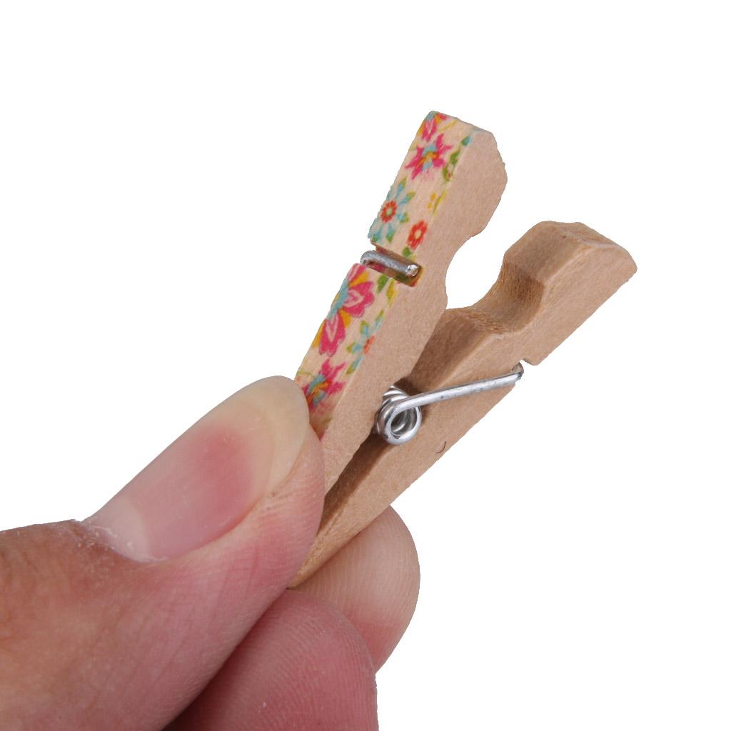100x 35mm Assorted Painted Wooden Mini Craft Peg Clothespin for Card Making