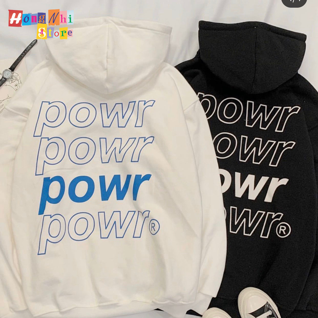 Áo Khoác Hoodie Zip In Hình POWR Oversize Ulzzang Unisex Dáng Rộng - MM