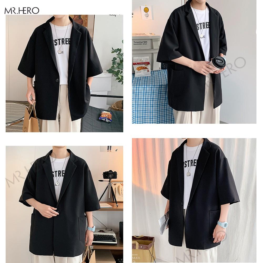 Áo blazer tay lỡ unisex áo vest form rộng nam hè thu phong cách Hàn Quốc-BZ05