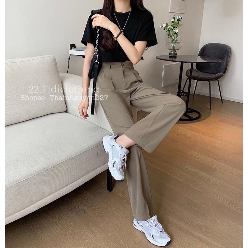 Quần ống suông Ulzzang chất đẹp, quần tây ống suông dập li form đẹp nhiều màu