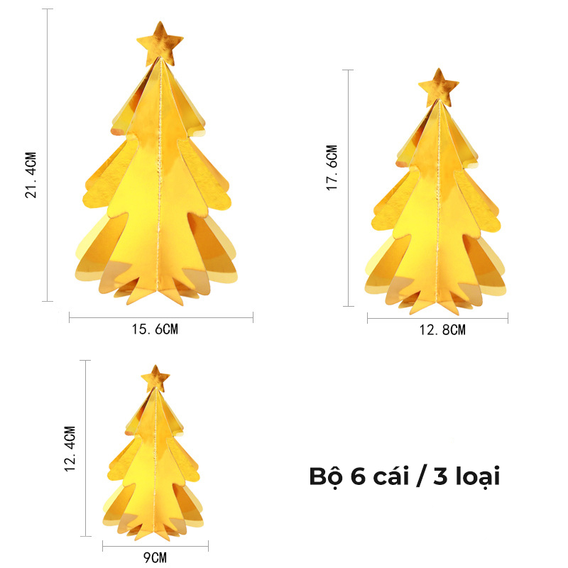 Dây thông gương 3D trang trí noel bộ 6 cái TTGS003