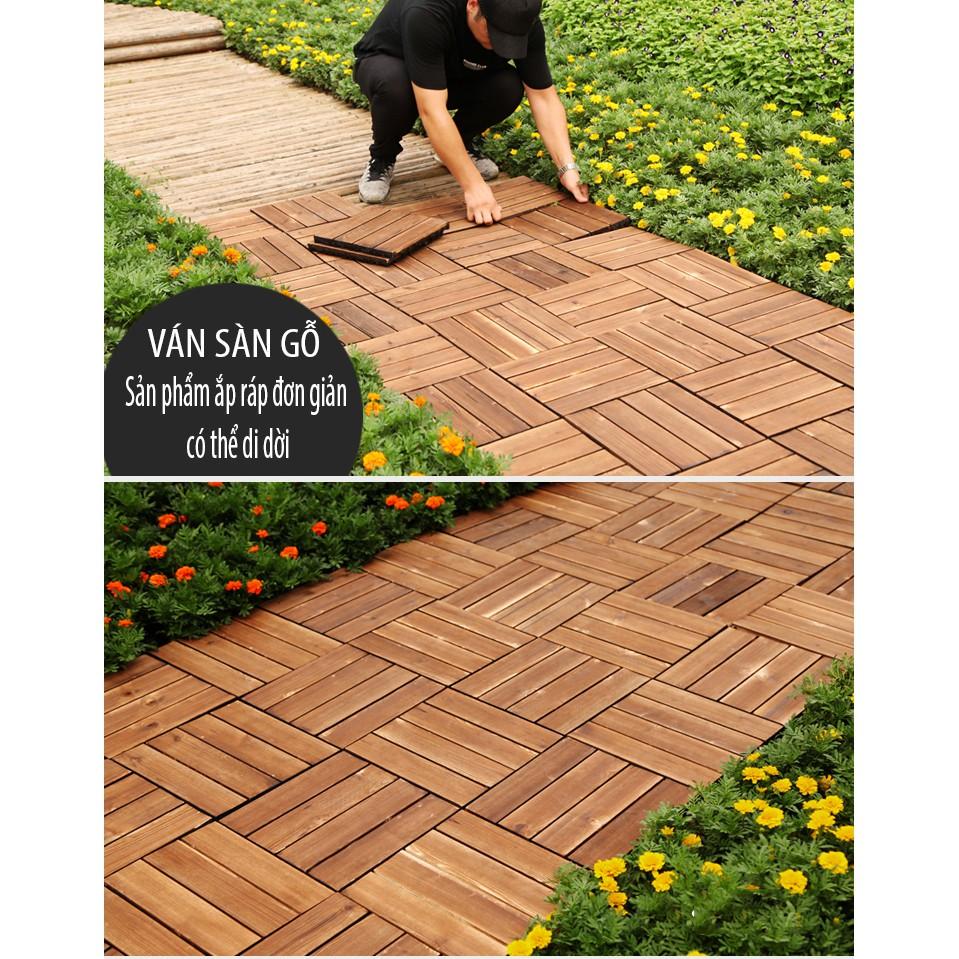 Sàn gỗ ban công (30x30x2.5cm) 6 Nan - sàn gỗ vỉ nhựa ban công - sàn gỗ sân vườn - sàn gỗ ngoài trời - GLIMER