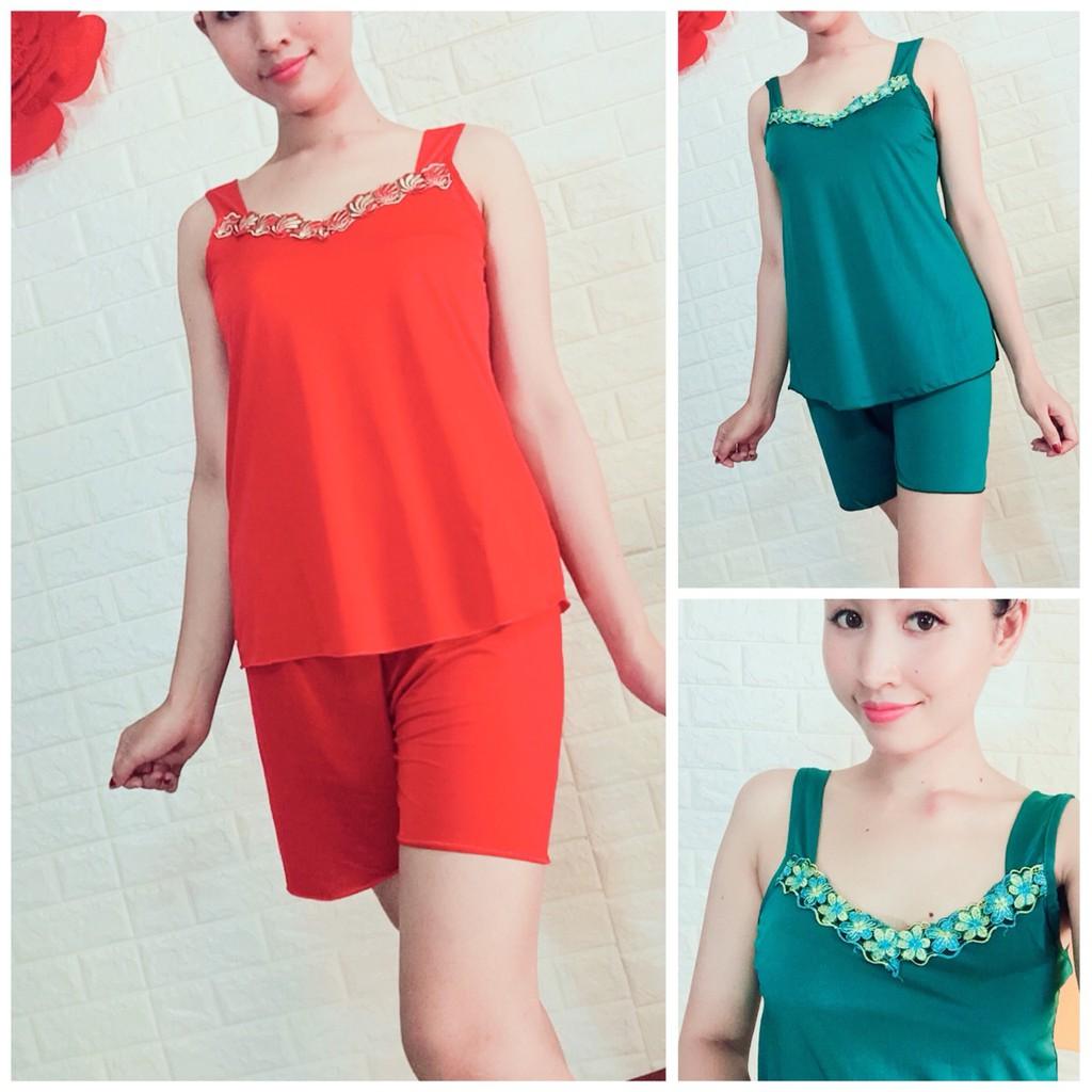 SỈ RI 5 BỘ THUN LẠNH CỔ VIỀN REN BÔNG ĐỦ MÀU