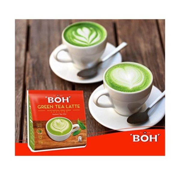 BỘT TRÀ SỮA VỊ TRÀ XANH LATTE TÍ ĐƯỜNG HIỆU BOH - BOH GREEN TEA LATTE LESS SUGAR (12's)