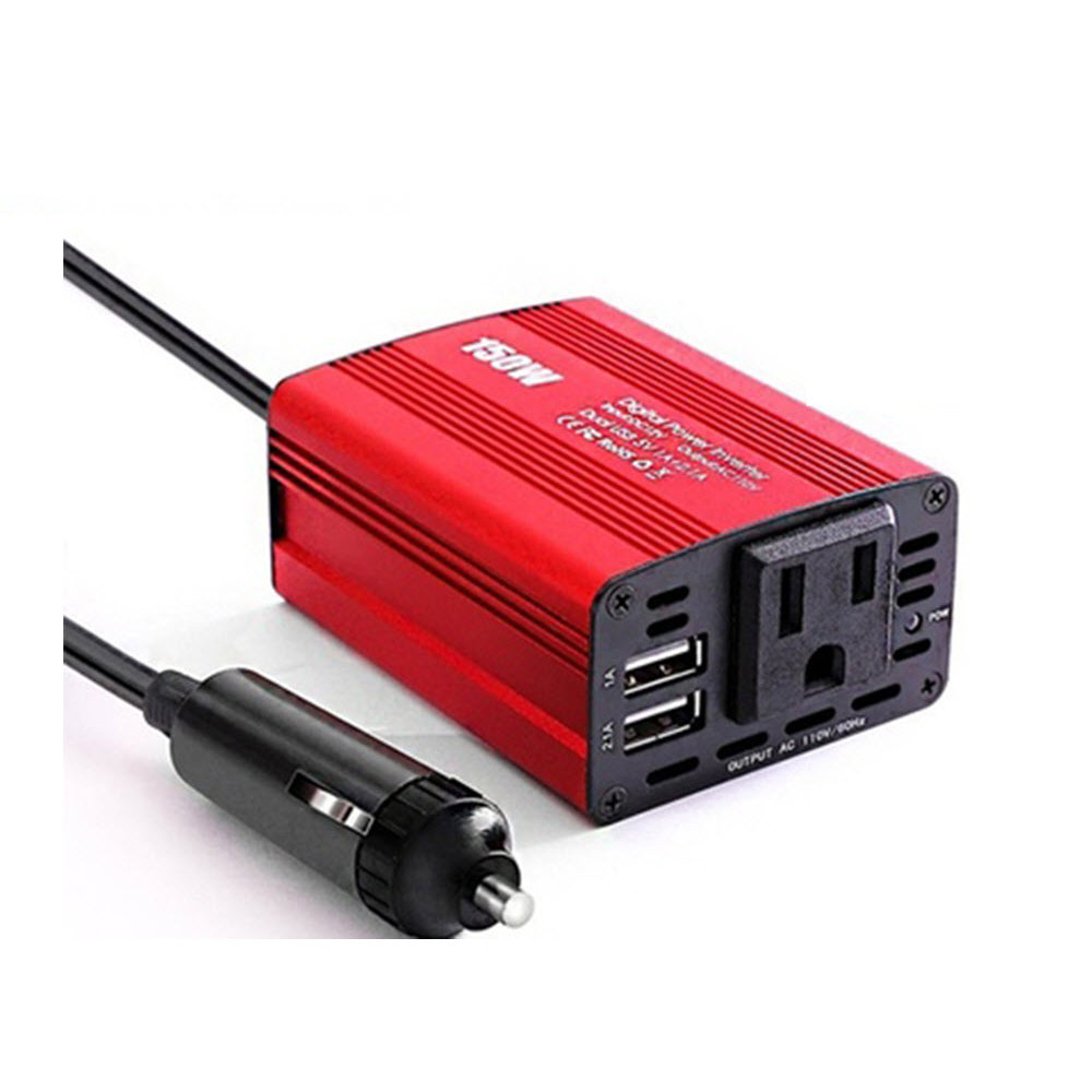 Bộ Adapter Chuyển Nguồn Dùng Trên Ô Tô 12V ra 110V/220V 2 Cổng USB 1A và 2A Cắm Tẩu Sạc PD