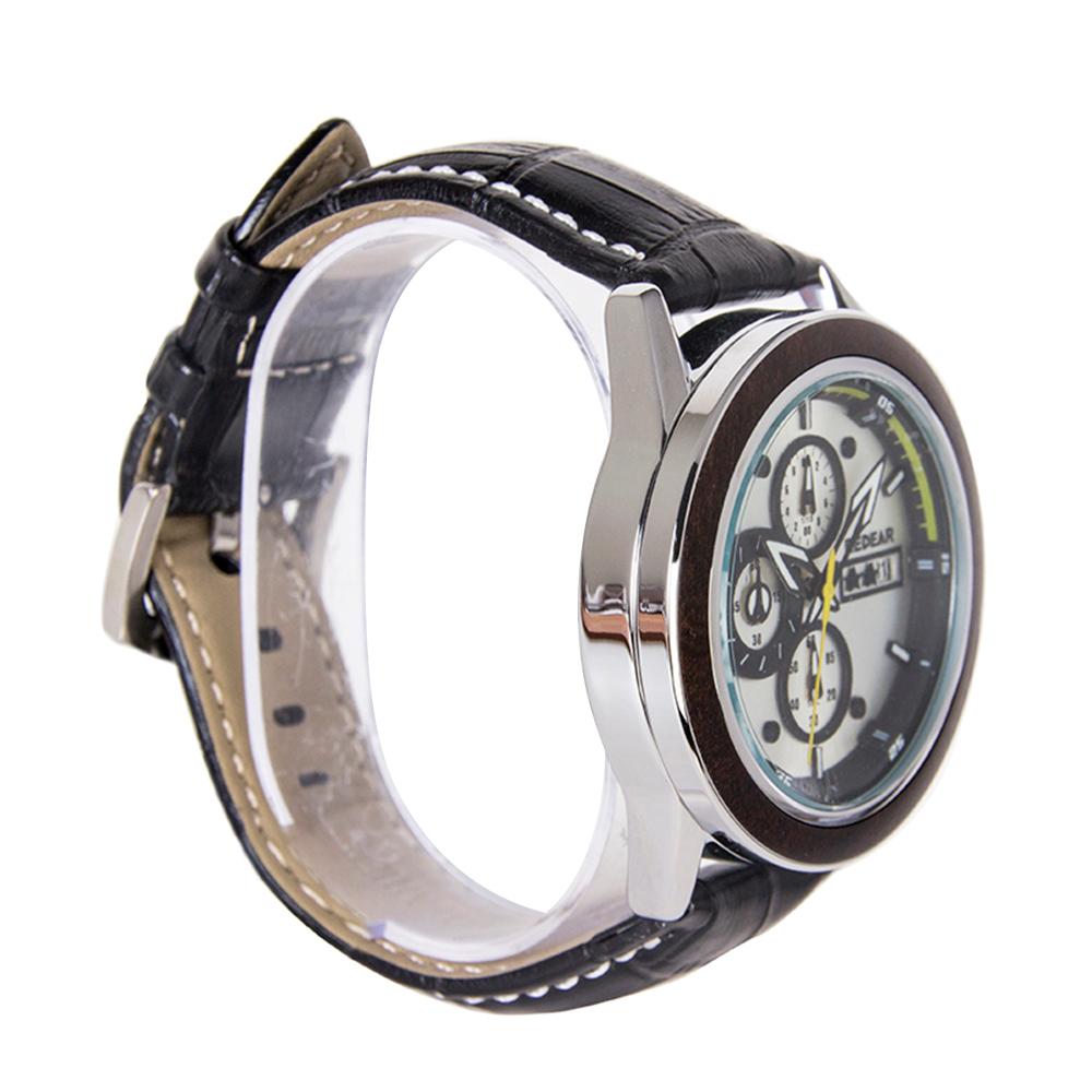 Đồng hồ Quartz Phong cách hợp kim & Vỏ gỗ Hiển thị thời gian & lịch Hiển thị kim chỉ dạ quang Chức năng đồng hồ bấm giờ 30M REDEAR Men
