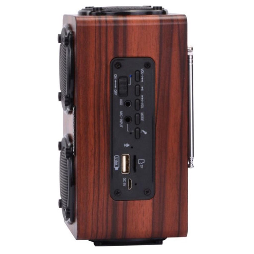 FM Stereo Radio   Hi-Fi 3D Loud Bluetooth Speaker Wireless Wooden Super