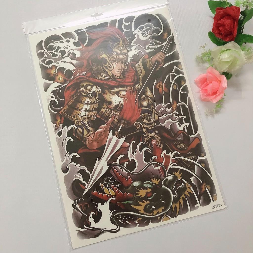 Hình xăm dán kín lưng cao cấp triệu vân màu 34x48cm- tặng bắp tay xinh