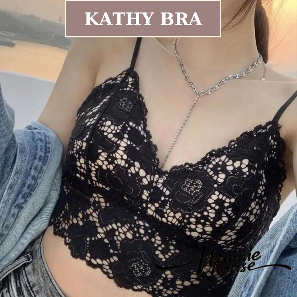 A10 Áo Bra Ren Bralette KATHY BRA Hai Dây Có Mút Ngực Không Gọng Kiểu Dáng Croptop Ren mềm Mịn Dễ Mix Đồ