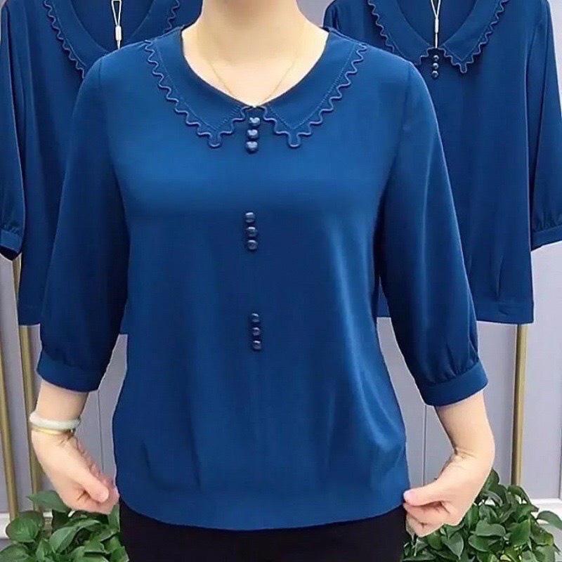 ️Áo Trung Niên️ Mẫu Áo Trung Niên Form Rộng, Cổ Gợn Sóng Cách Điệu Lụa Mango Đẹp Sang Trọng Tặng Mẹ