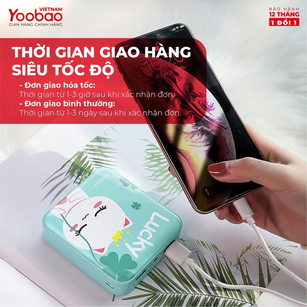 SẠC DỰ PHÒNG 10000mAh YOOBAO YB-6024 - Kèm đèn LED - Sạc đồng thời 2 thiết bị - Hàng chính hãng