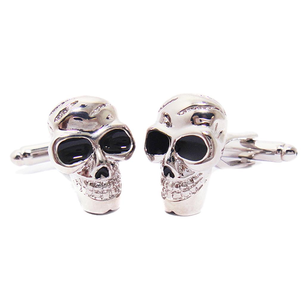 Fancy Punk White Steel Vintage Metal Men Skeleton Skull Cufflinks Jewelry