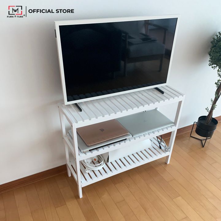 KỆ GIÀY GỖ/ KỆ TRANG TRÍ LẮP RÁP HÀN QUỐC ĐA NĂNG 3 TẦNG - BENCH 3F 800  WHITE