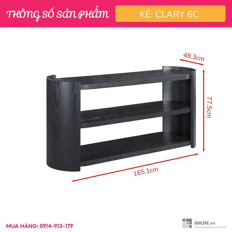 Kệ gỗ 3 tầng trang trí hiện đại SMLIFE Clary 6C | D165,1 x R48,3 x C77,5cm | gỗ Cao Su và Veneer Sồi