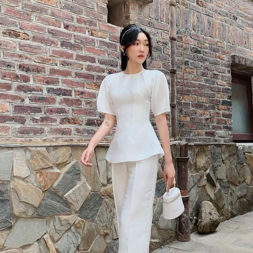 Áo trắng cổ tròn, tay ngắn, dáng xòe ivy.fashion đi biển dự tiệc dạo phố bigsize gợi cảm sexy
