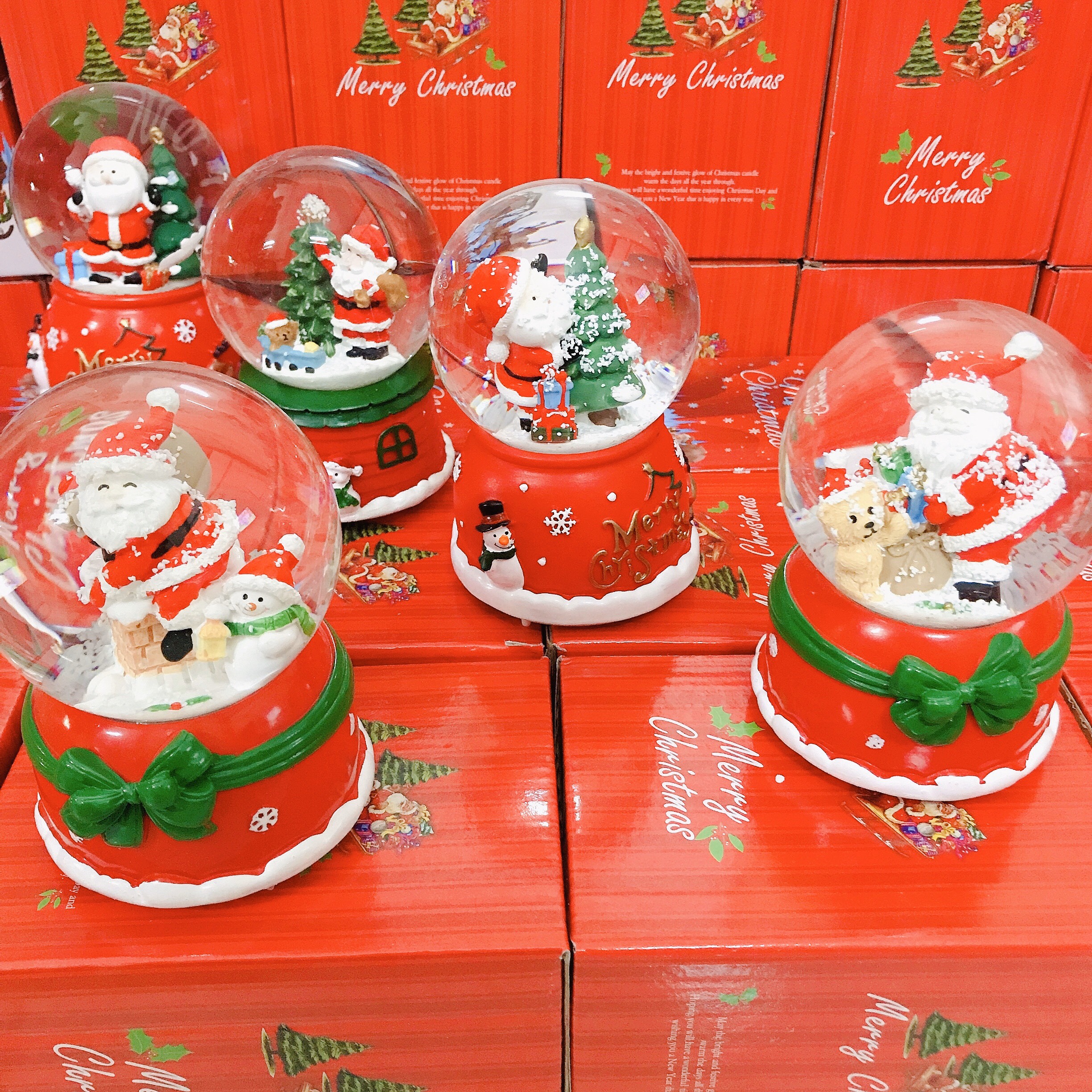 Quả Cầu Tuyết Phát Nhạc Ông Già Noel Và Người Tuyết - Siêu Dễ Thương - Tặng Pin - Size To 12cm