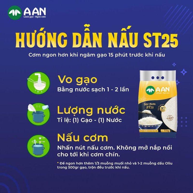 Gạo ST25 Túi 5kg A An - Cơm mềm dẻo, thơm nhẹ