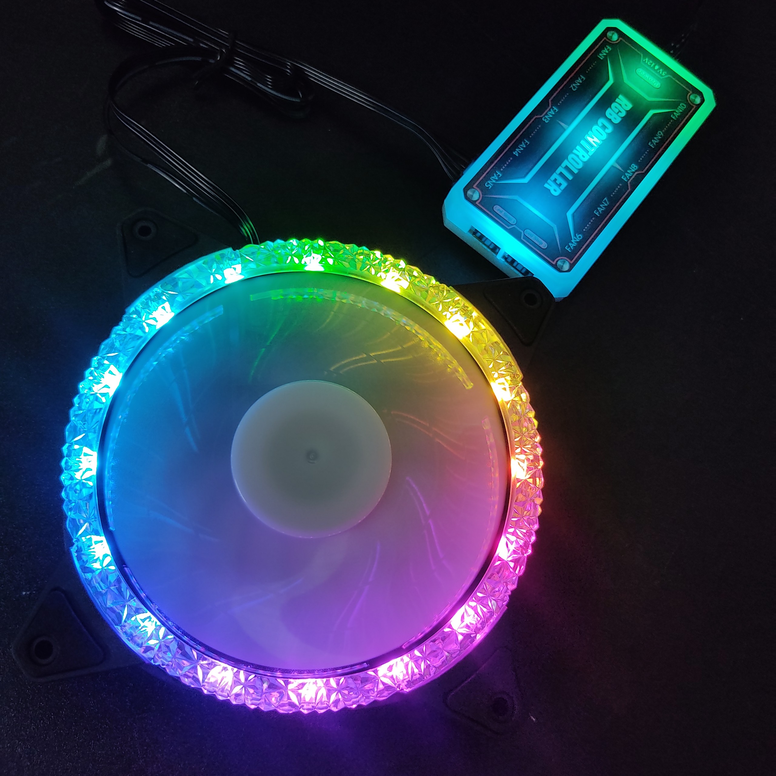 Quạt tản nhiệt, Fan Case KNC Diamond ARGB Dual Ring, chưa kèm bộ Hub khiển led RGB