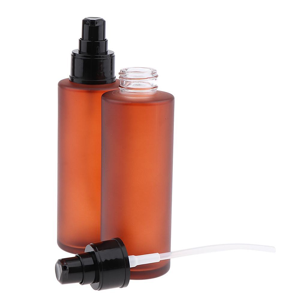 3 Pairs Empty Lotion Pump Spray Bottle Shading Cosmetic Amber Glass Bottles