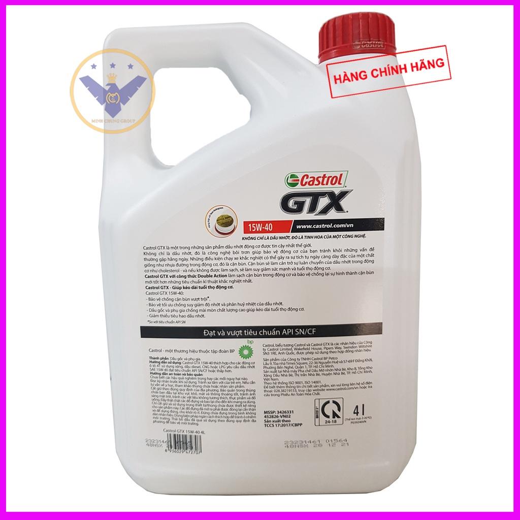 Dầu nhớt cao cấp xe ô tô Castrol GTX 15W-40 SN-CF can 4 lít