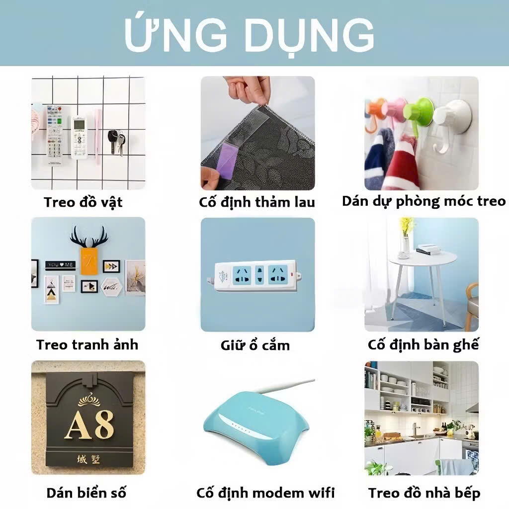 Băng keo 2 mặt trong suốt siêu dính dài 3m rộng 3cm, băng keo nano hai mặt