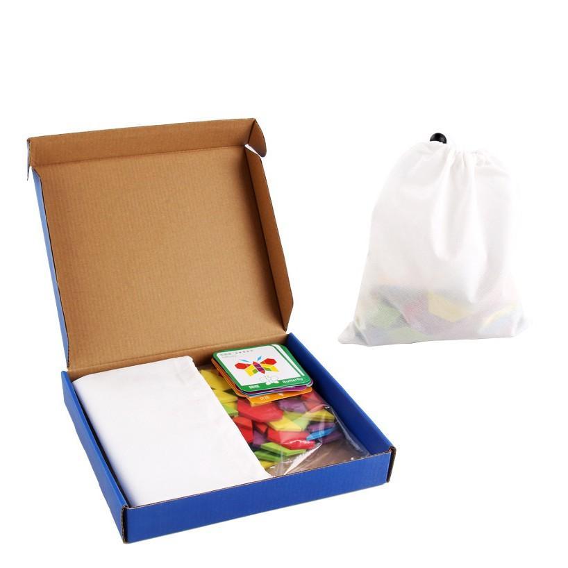 Bộ Xếp Hình Sáng Tạo Pattern Block 155 Chi Tiết Cho Bé Đồ Chơi Gỗ, Giáo Cụ Montessori, Dành Cho Bé Từ 3 Tuổi - Miễn Phí Vận Chuyển