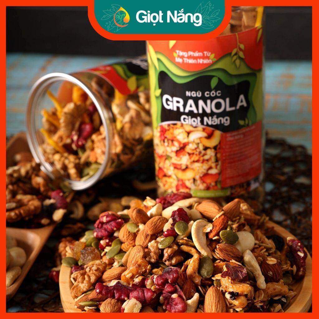 Granola ngũ cốc giảm cân siêu hạt không đường nhiều dinh dưỡng tốt cho sức khỏe hộp 500g từ Nông Sản Giọt Nắng